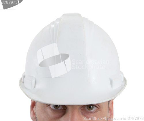 Image of Engineer with hardhat on white background