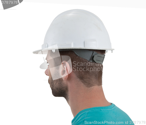 Image of Engineer with hardhat on white background