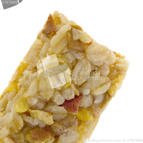 Image of Muesli bar with apple, nuts and sugar