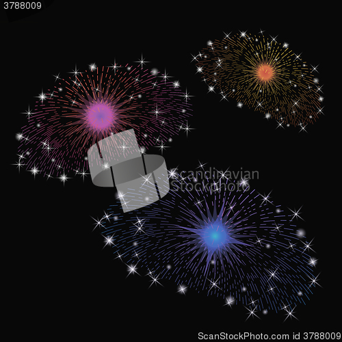 Image of Set of  Colorful Fireworks