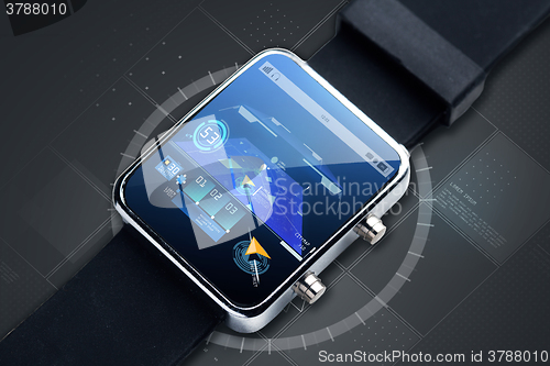 Image of close up of smart watch with gps navigator map