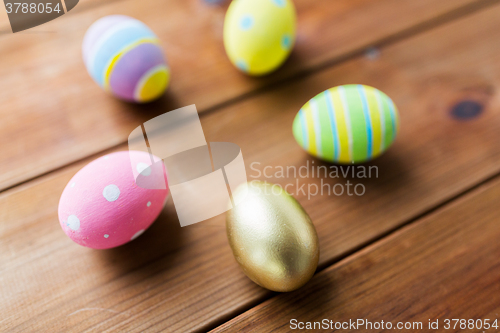 Image of close up of colored easter eggs