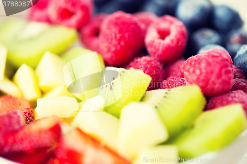 Image of close up of fruits and berries in bowl