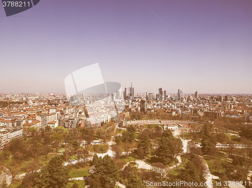 Image of Retro looking Milan aerial view