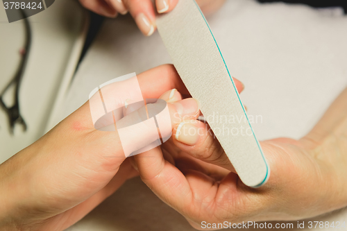 Image of Closeup shot of woman in nail salon 