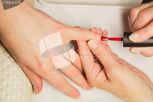 Image of Closeup shot of woman in nail salon 