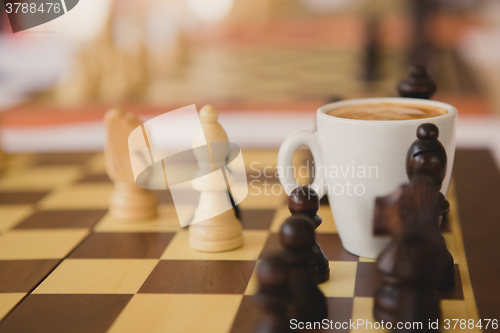 Image of Leisure relax time or business strategy concept. Part of chess t