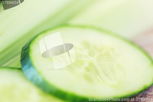 Image of close up of cucumber slices and celery