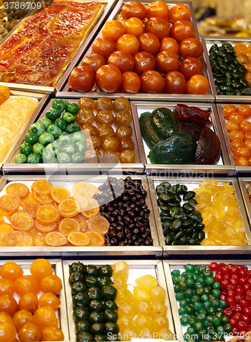 Image of Assorted candy in a market.