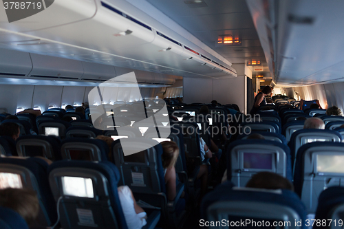 Image of Cabin of modern passenger airplane 