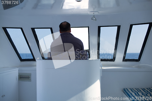 Image of Man navigating a boat