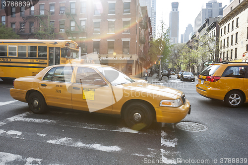 Image of Yellow cab in Midtown Manhattan