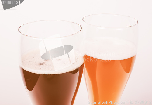 Image of Retro looking Two glasses of German beer