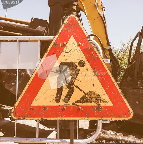 Image of  Road works sign vintage