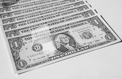 Image of Black and white Dollar notes 1 Dollar