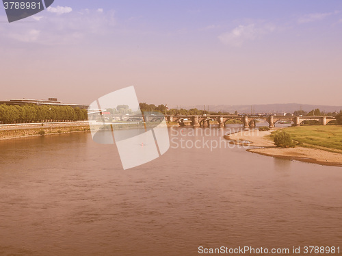 Image of Elbe river in Dresden vintage