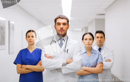 Image of group of medics or doctors at hospital