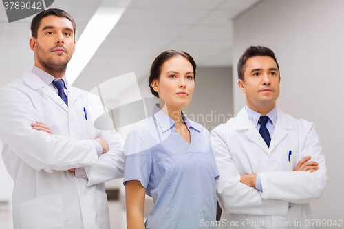 Image of group of medics or doctors at hospital