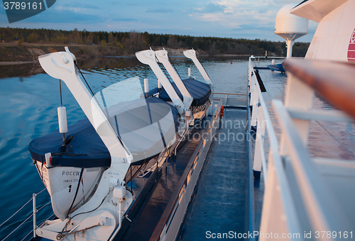 Image of Rescue boats on the cruise liner