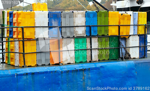 Image of Containers on the cargo ship.