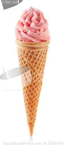 Image of pink ice cream in cone