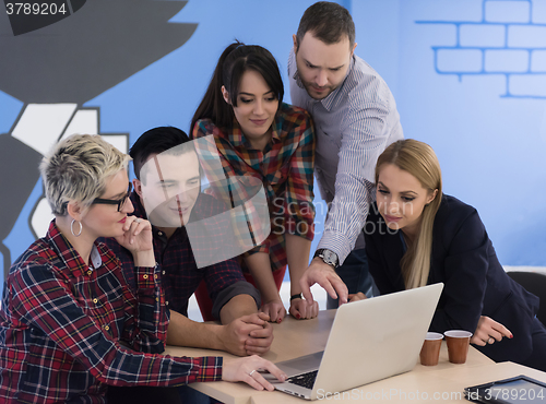 Image of startup business team on meeting at modern office