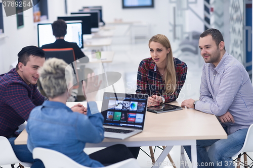 Image of startup business team on meeting at modern office