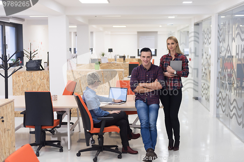 Image of business people group portrait at modern office