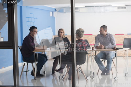 Image of startup business team on meeting at modern office