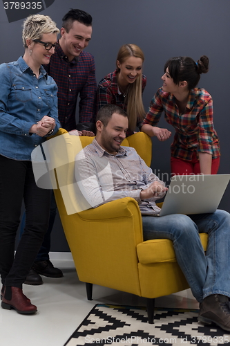 Image of startup business team on meeting at modern office
