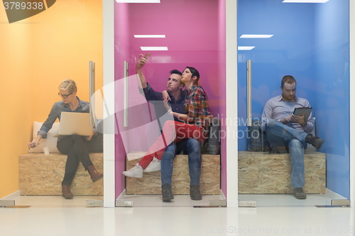 Image of group of business people in creative working  space