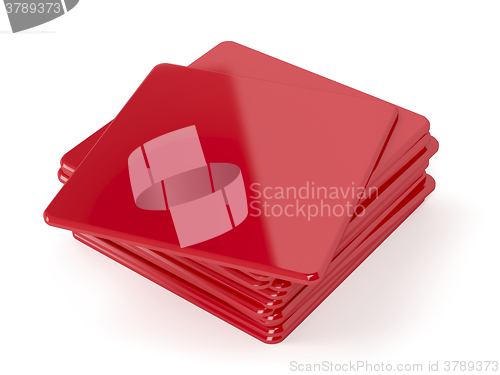 Image of Red plastic beermats