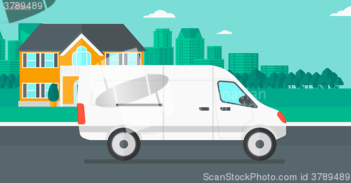 Image of Background of the city with delivery truck.