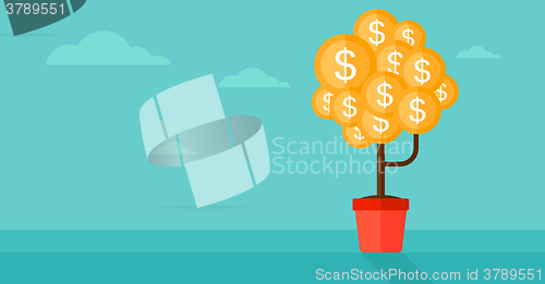 Image of Background of money tree with dollar coins.
