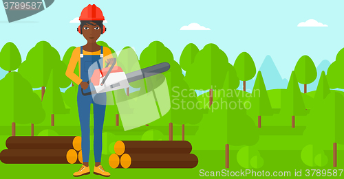 Image of Lumberjack with chainsaw.