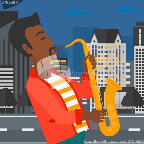 Image of Musician playing saxophone.