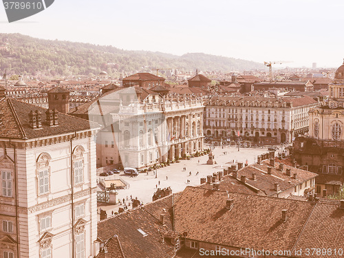 Image of Retro looking Piazza Castello Turin