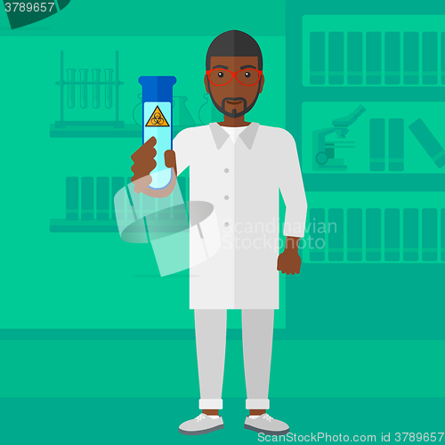 Image of Laboratory assistant with test tube.