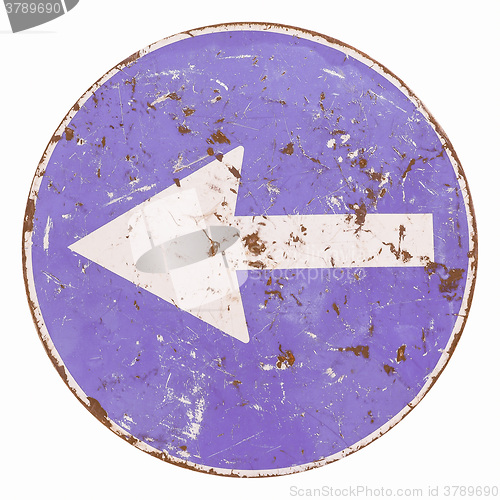 Image of  Keep left sign isolated vintage