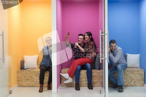 Image of group of business people in creative working  space