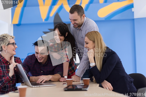 Image of startup business team on meeting at modern office