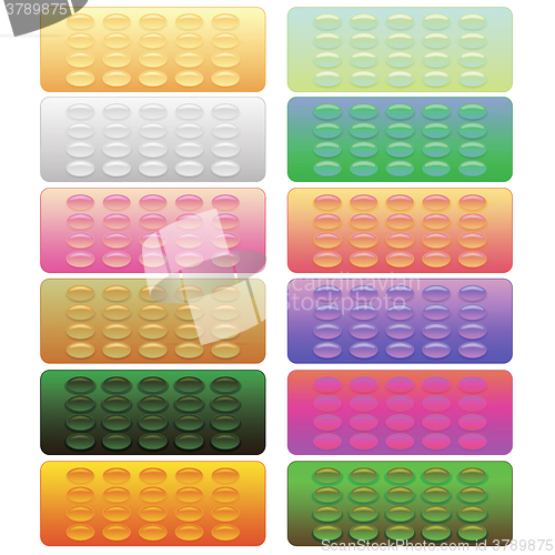 Image of Set of Colorful Pills Blisters