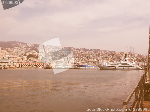 Image of View of Genoa Italy from the sea vintage