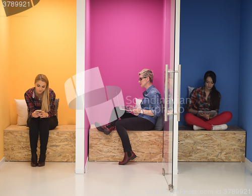 Image of group of business people in creative working  space