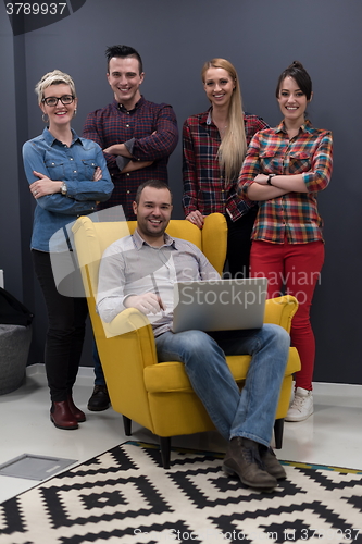 Image of portrait of business people group in modern office interior
