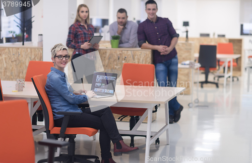 Image of business people group portrait at modern office