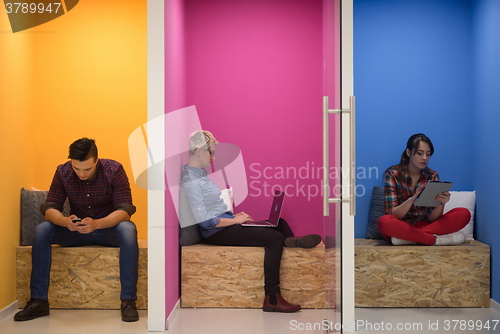 Image of group of business people in creative working  space