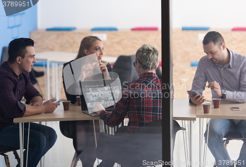 Image of startup business team on meeting at modern office