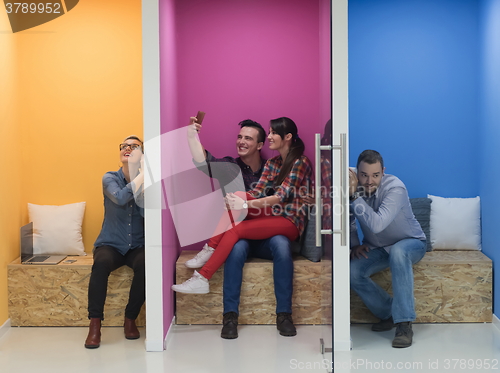 Image of group of business people in creative working  space