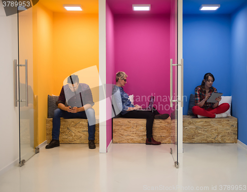 Image of group of business people in creative working  space